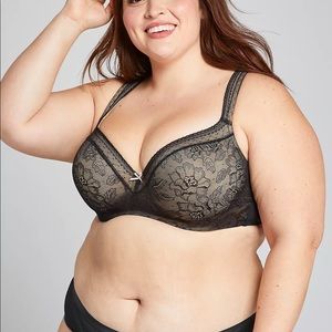 NEW CACIQUE Modern Lace Lightly Lined Balconette Bra Size 46D